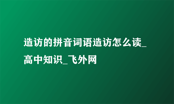 造访的拼音词语造访怎么读_高中知识_飞外网