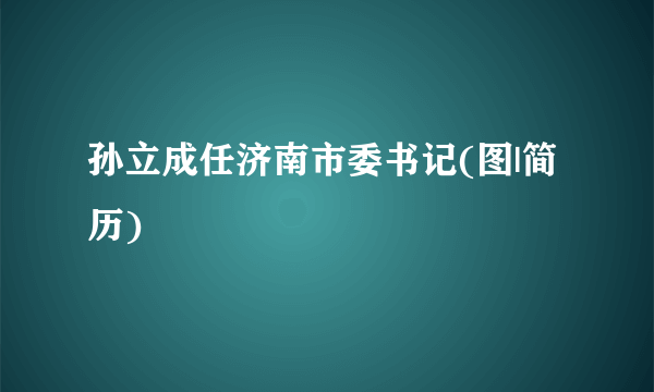 孙立成任济南市委书记(图|简历)