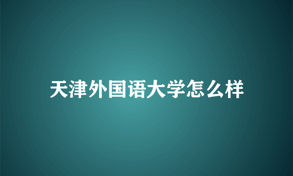 天津外国语大学怎么样