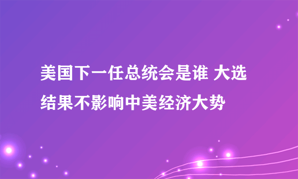 美国下一任总统会是谁 大选结果不影响中美经济大势