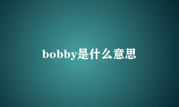 bobby是什么意思