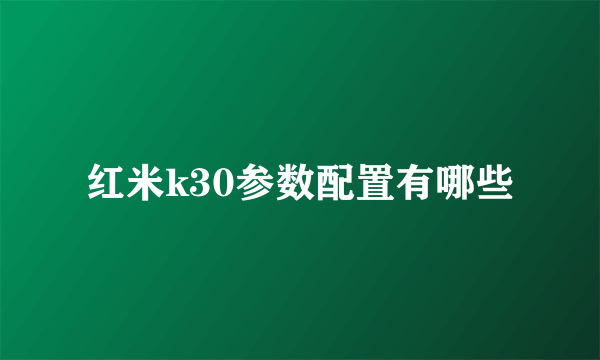 红米k30参数配置有哪些