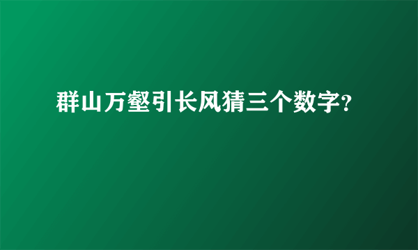 群山万壑引长风猜三个数字？