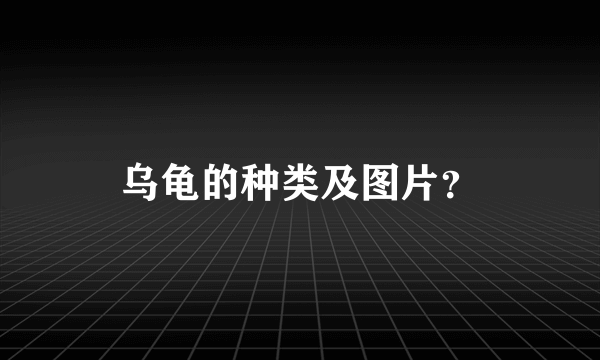 乌龟的种类及图片？