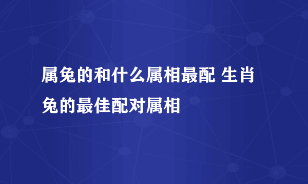 属兔的和什么属相最配 生肖兔的最佳配对属相