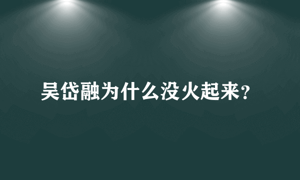 吴岱融为什么没火起来？