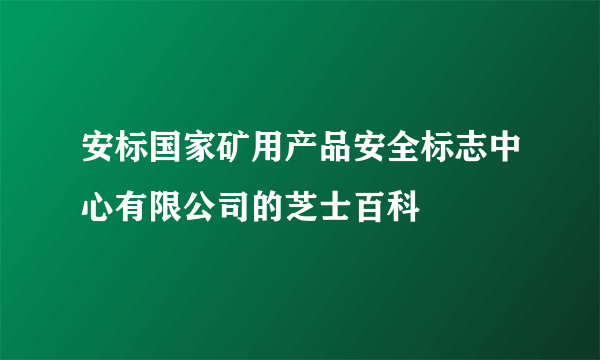 安标国家矿用产品安全标志中心有限公司的芝士百科