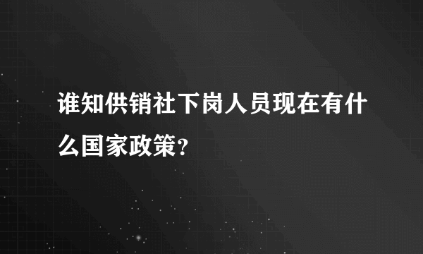 谁知供销社下岗人员现在有什么国家政策？