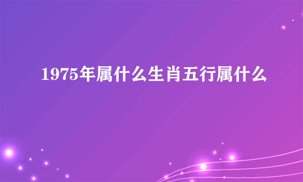 1975年属什么生肖五行属什么