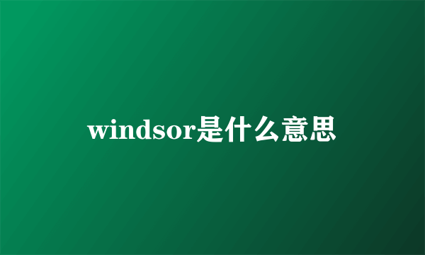 windsor是什么意思