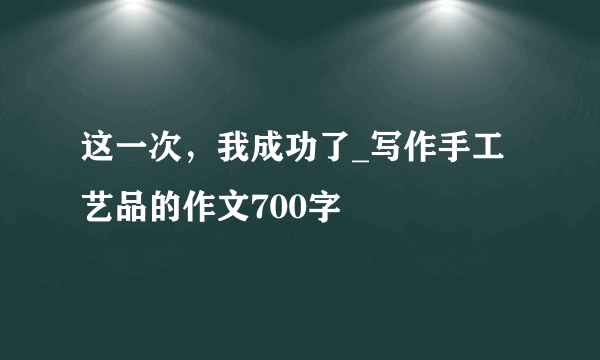 这一次，我成功了_写作手工艺品的作文700字