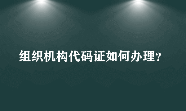 组织机构代码证如何办理？