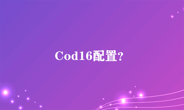 Cod16配置？