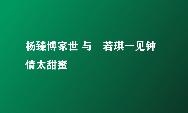 杨臻博家世 与恵若琪一见钟情太甜蜜