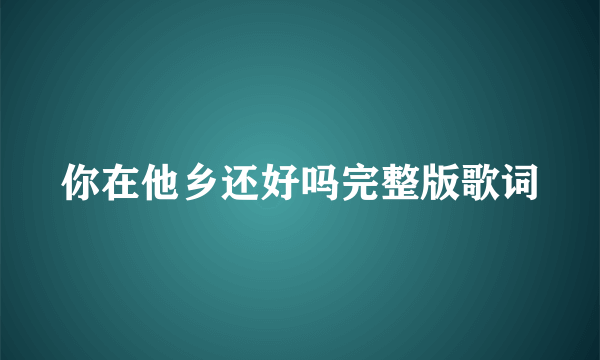 你在他乡还好吗完整版歌词