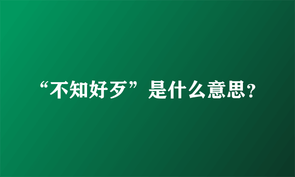 “不知好歹”是什么意思？