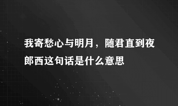 我寄愁心与明月，随君直到夜郎西这句话是什么意思