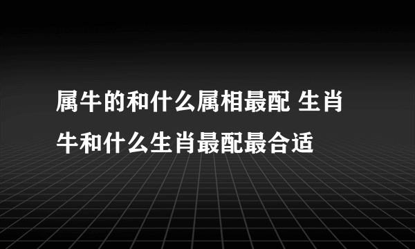 属牛的和什么属相最配 生肖牛和什么生肖最配最合适