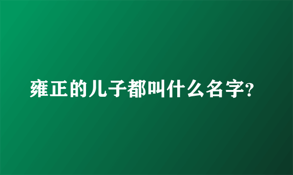 雍正的儿子都叫什么名字？