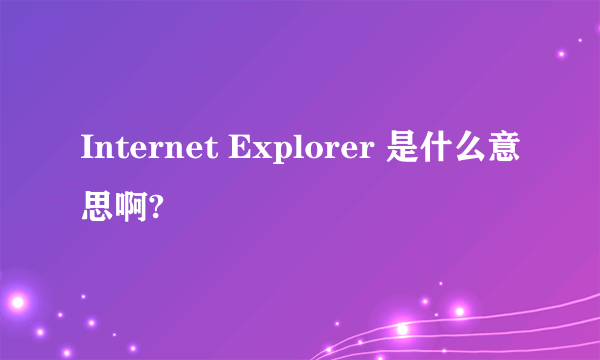 Internet Explorer 是什么意思啊?