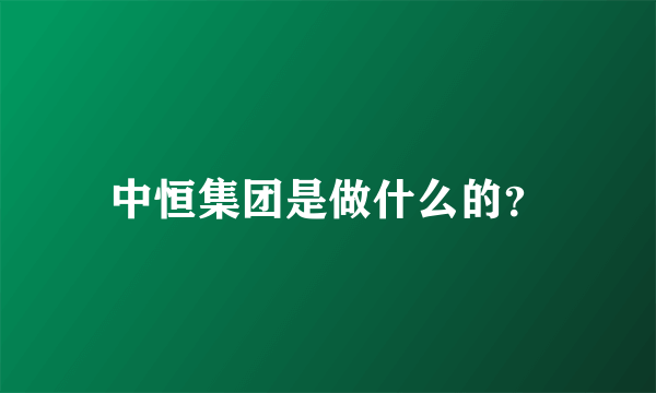 中恒集团是做什么的？