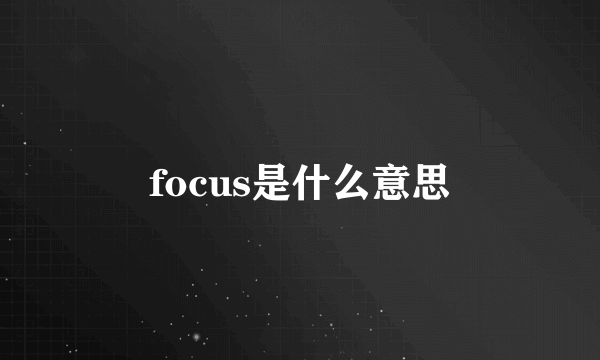 focus是什么意思