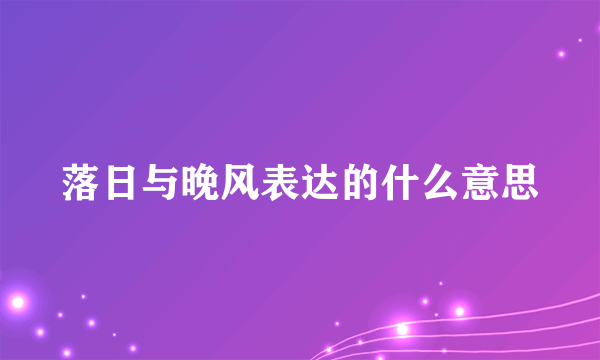 落日与晚风表达的什么意思