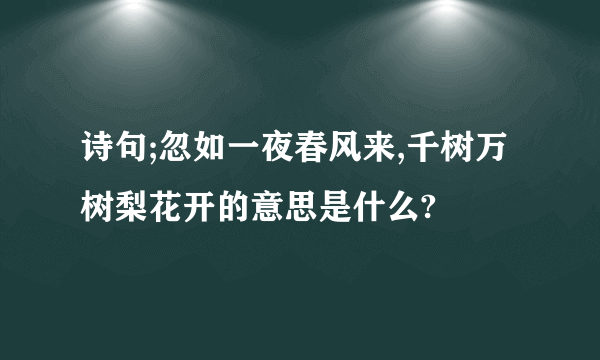 诗句;忽如一夜春风来,千树万树梨花开的意思是什么?