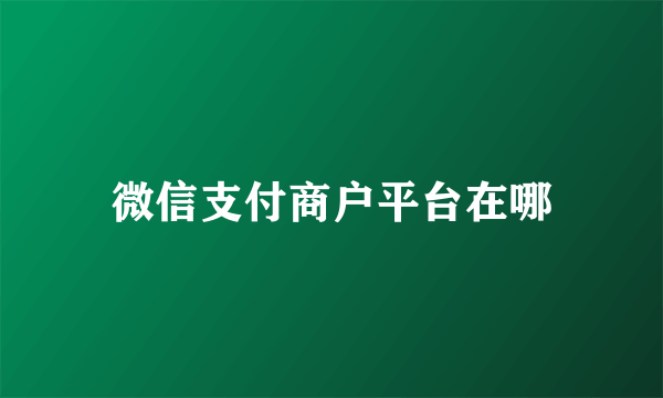 微信支付商户平台在哪