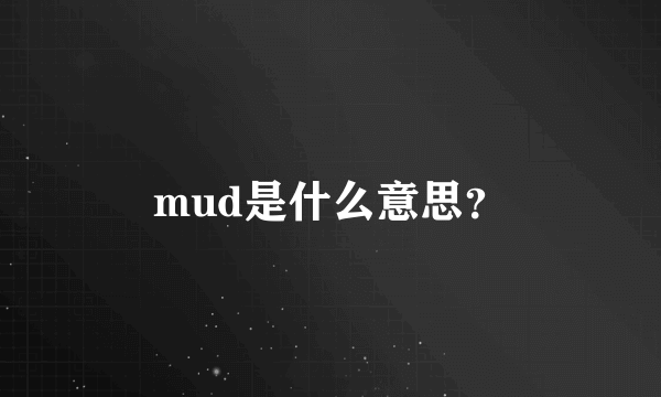 mud是什么意思？