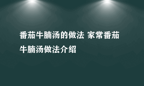 番茄牛腩汤的做法 家常番茄牛腩汤做法介绍