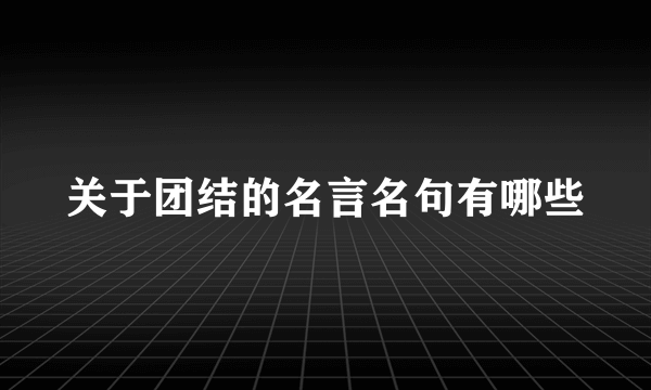 关于团结的名言名句有哪些