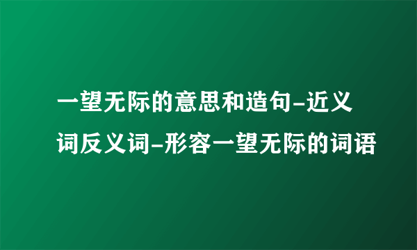 一望无际的意思和造句-近义词反义词-形容一望无际的词语