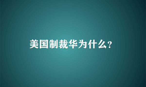 美国制裁华为什么？