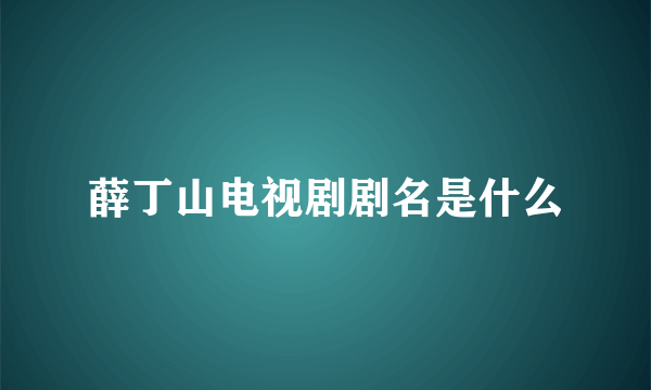 薛丁山电视剧剧名是什么