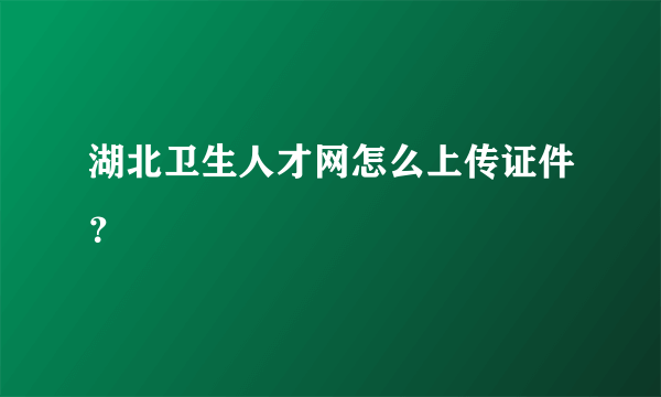 湖北卫生人才网怎么上传证件？