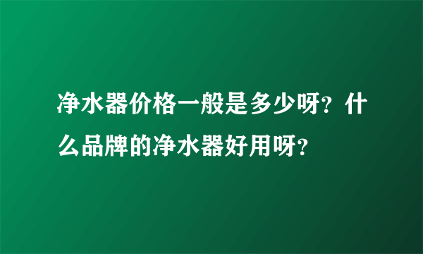 净水器价格一般是多少呀？什么品牌的净水器好用呀？