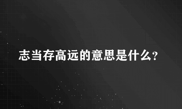 志当存高远的意思是什么？