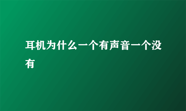 耳机为什么一个有声音一个没有