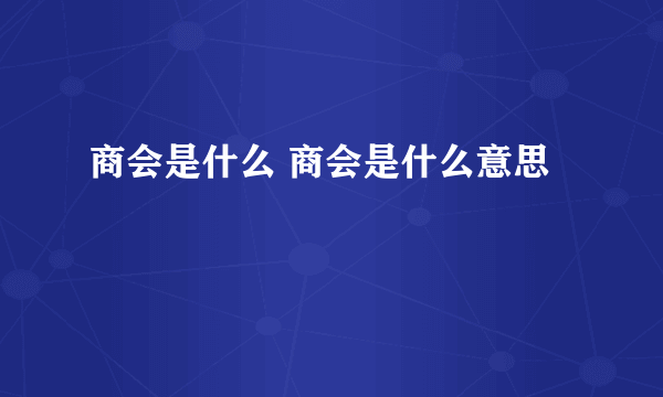 商会是什么 商会是什么意思