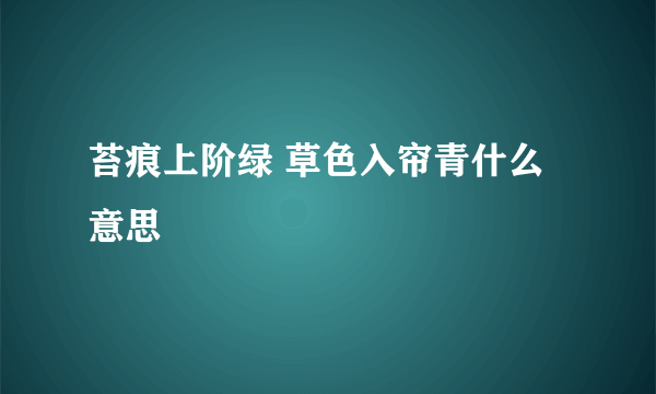 苔痕上阶绿 草色入帘青什么意思