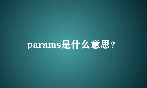 params是什么意思？