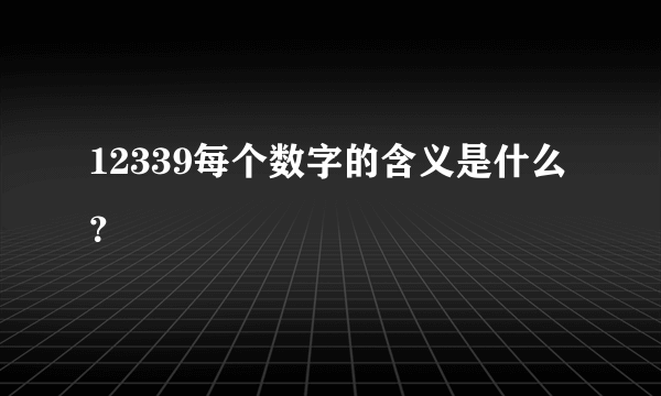 12339每个数字的含义是什么？