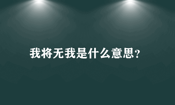 我将无我是什么意思？