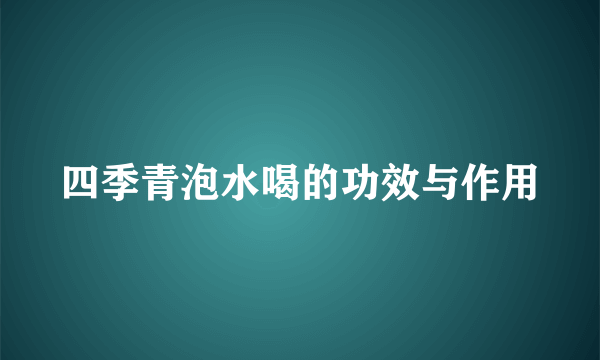 四季青泡水喝的功效与作用