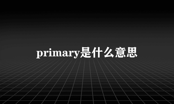 primary是什么意思