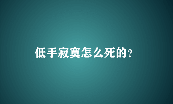 低手寂寞怎么死的？