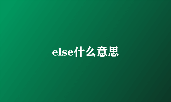 else什么意思