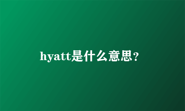 hyatt是什么意思？