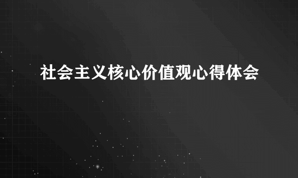 社会主义核心价值观心得体会